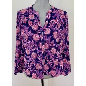 Xirena Button Down Blouse Top in Purple Floral Print Size XS Canvas Classic Boho